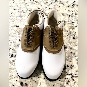 Dexter Wedgewood Women’s Leather Golf Shoes Cleats Tan White Size 7